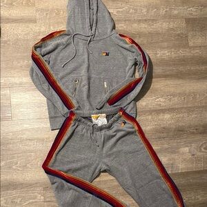 Aviator Nation Matching Set with Velour Stripes